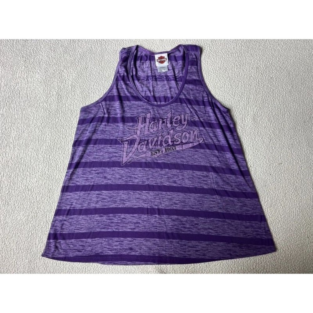2012 Harley Davidson Purple Striped Tank Top Cotton Womens XL